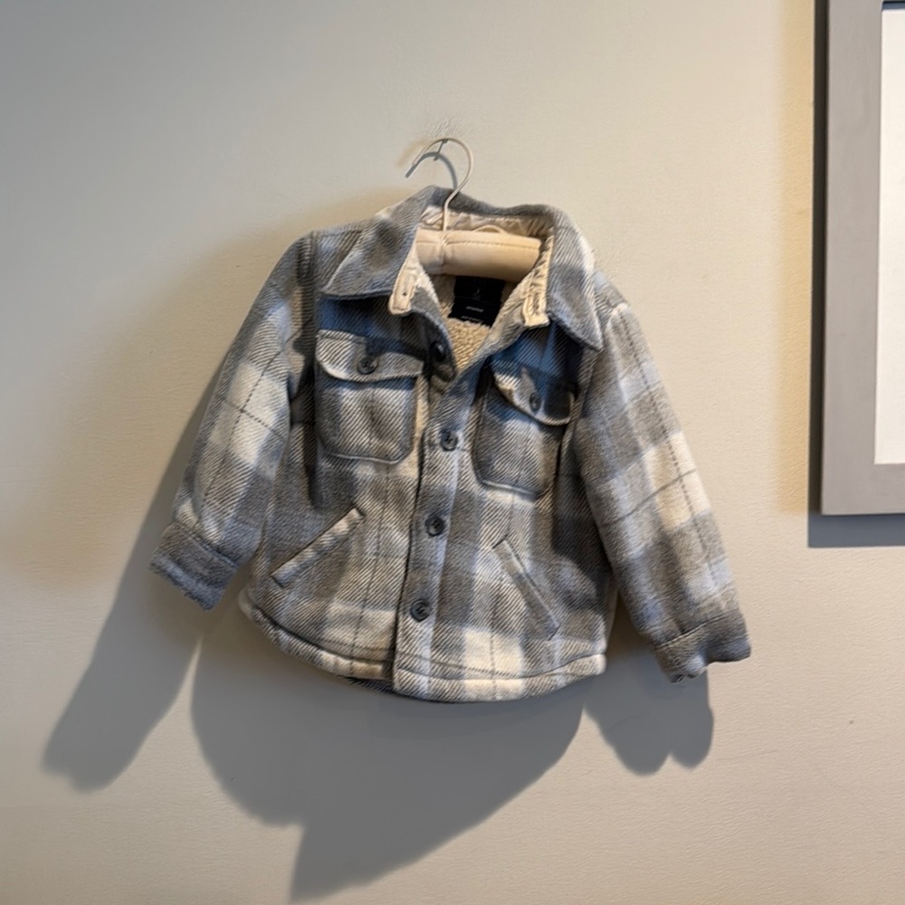 GAP Gray and Cream Jean Jacket Casual Style Sherpa Lined 3 Year Old